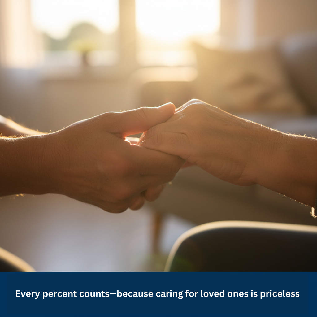 Caregiver holding senior’s hands with warm sunlight symbolizing hope after 2026 COLA increase